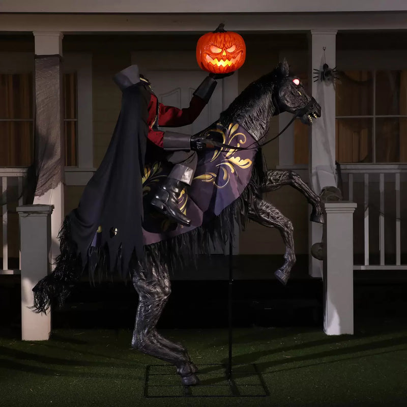 Halloween 7ft 2 Inches (2.2m) Animated Headless Horseman with Lights and Sounds British Hypermarket-uk
