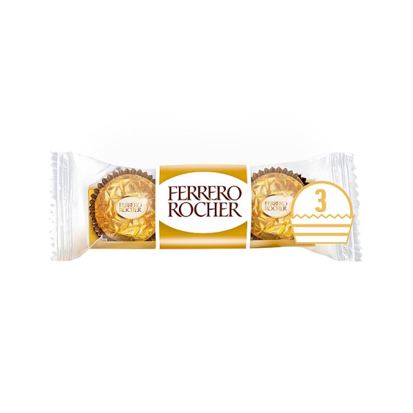 Ferrero Rocher Milk Chocolate Hazelnut Pralines Treat Pack 3 Pieces 37.5g Case of 16