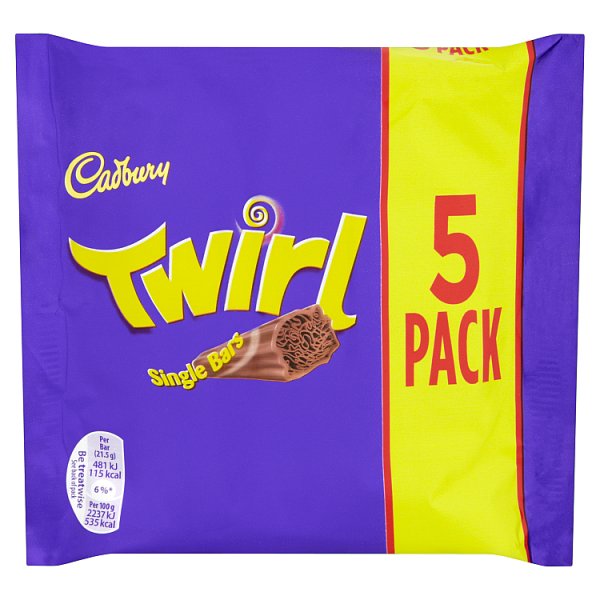 Cadbury Twirl Milk Chocolate 5 Pack Multipack 107.5g x 20