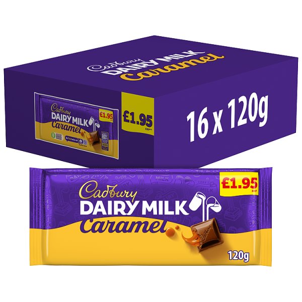 Cadbury Dairy Milk Caramel Chocolate Bar PMP 195P 120g x 16