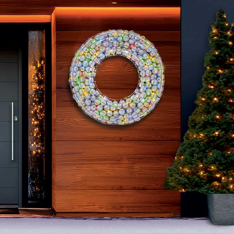 36 inch LED Ornament Wreath With LED lights, Assortment