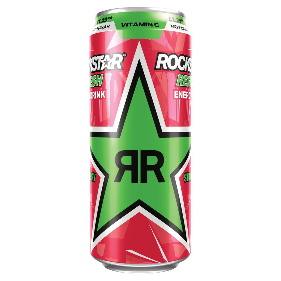 Rockstar Refresh Energy Drink Strawberry Lime 500ml [PM £1.29 ], Case of 12 Rockstar