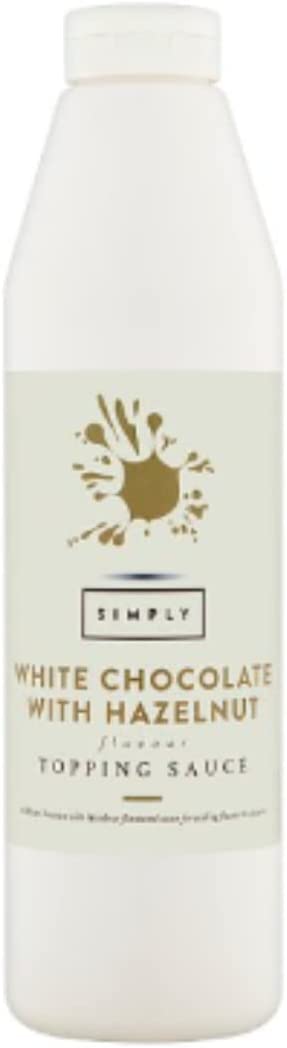 Simply White Chocolate with Hazelnut Flavour Topping Sauce 1kg , Case of 6 Simply