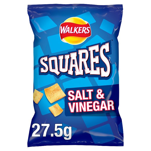 Walkers Squares Salt & Vinegar Snacks Crisps 27.5g Case of 32