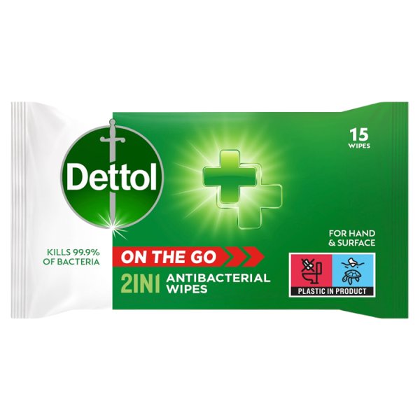 Dettol On the Go 15 2in1 Antibacterial Wipes / case of 9 Dettol