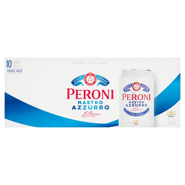 Peroni Nastro Azzurro Italian Beer Fridge Pack 10 x 330ml Cans Case of 2