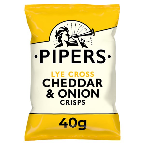 Pipers Lye Cross Cheddar & Onion Crisps 40g Case of 24