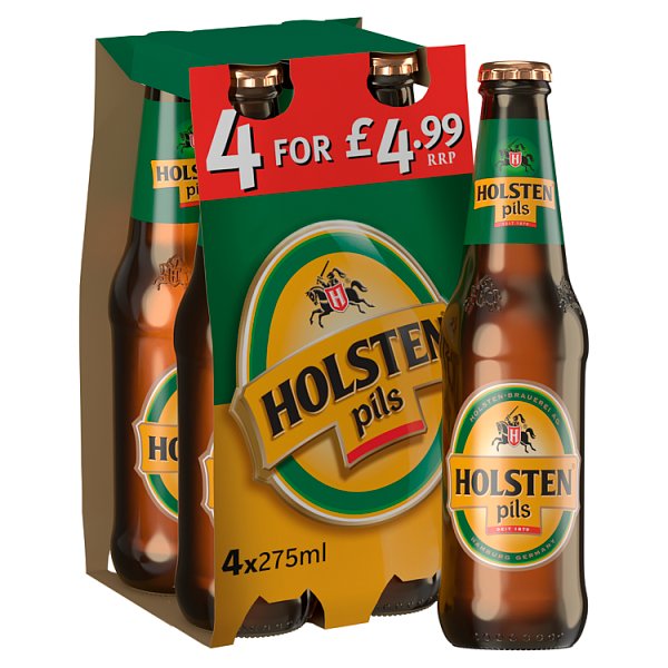 Holsten Pils Lager Beer 4 x 275ml Bottle PMP £4.99 Case of 6