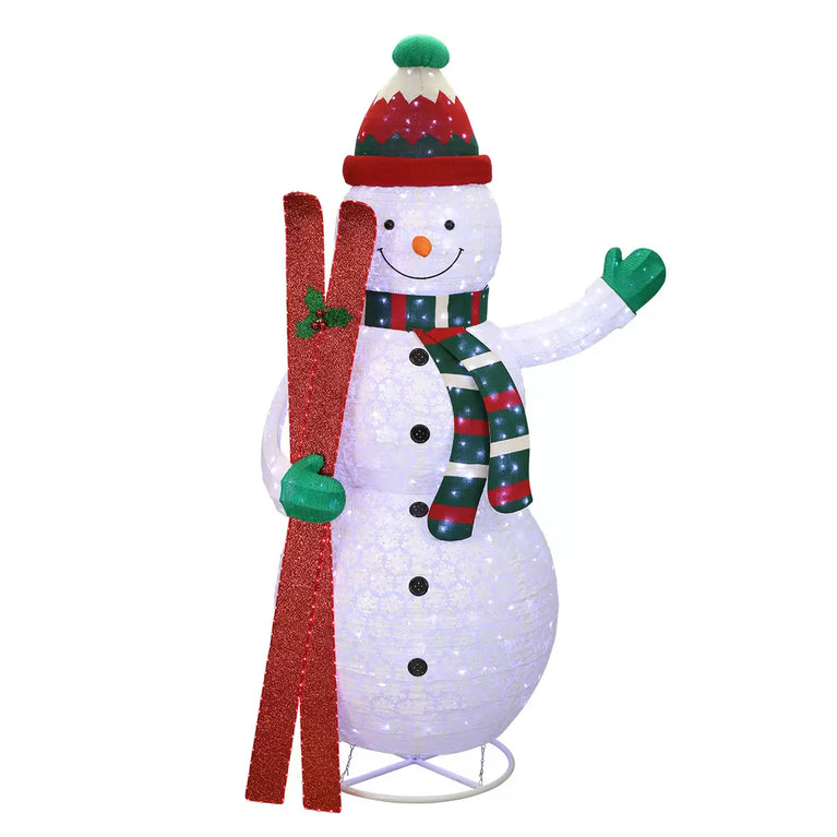 9 ft LED Twinkle Collapsible Snowman with Skis
