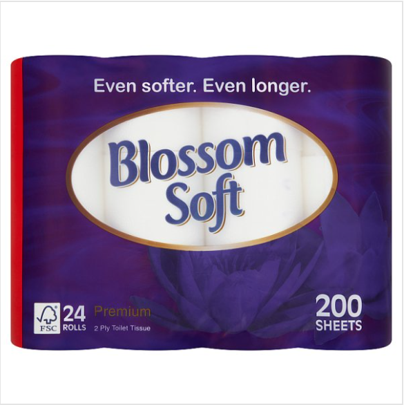 Blossom Soft Premium 2 Ply Toilet Tissue 24 Rolls - BUY 1 Get 1 FREE Blossom Soft