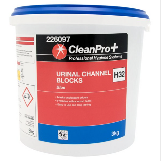 CleanPro+ Blue Urinal Channel Blocks H32 3kg - Case of 1 CleanPro+
