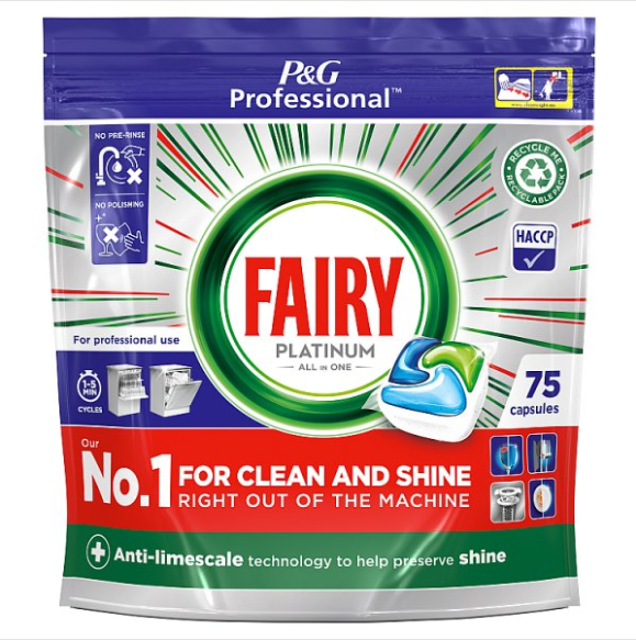 Fairy Professional Platinum Dishwasher Tablets Regular 75 capsules - Case of 1 P&G Professional