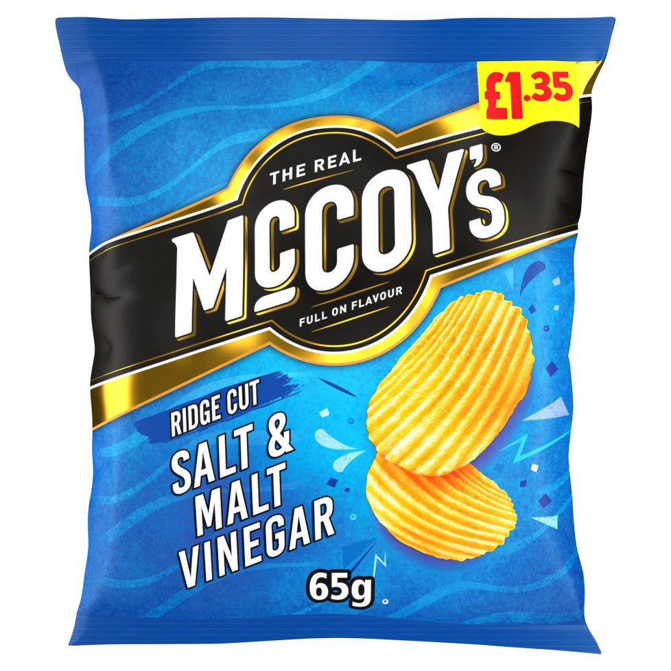 McCoy's Salt & Malt Vinegar Crisps 65g x 20 £1.35 PMP