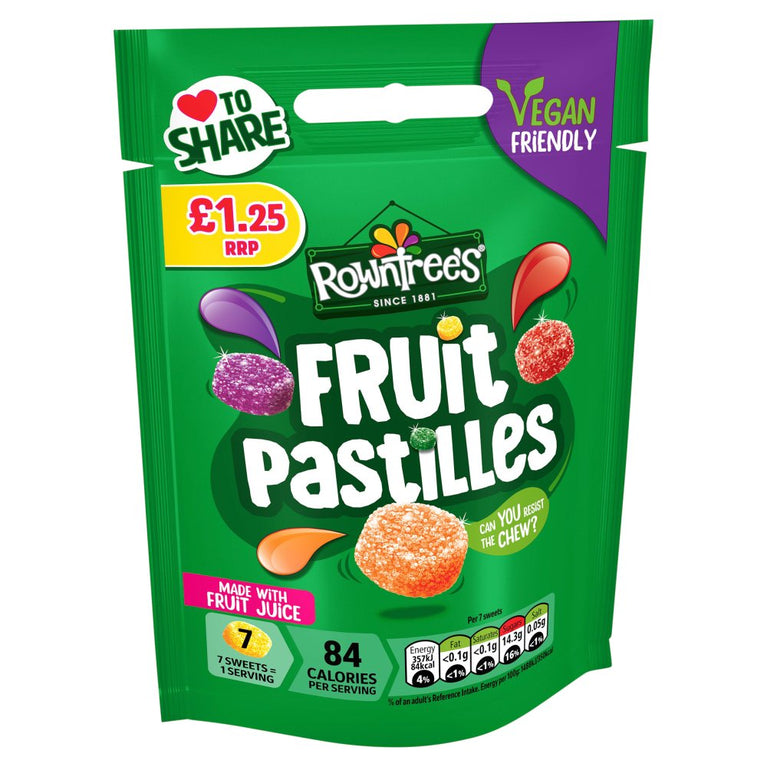 Rowntree's Fruit Pastilles Sweets Sharing Bag 114g x 10 PMP £1.25