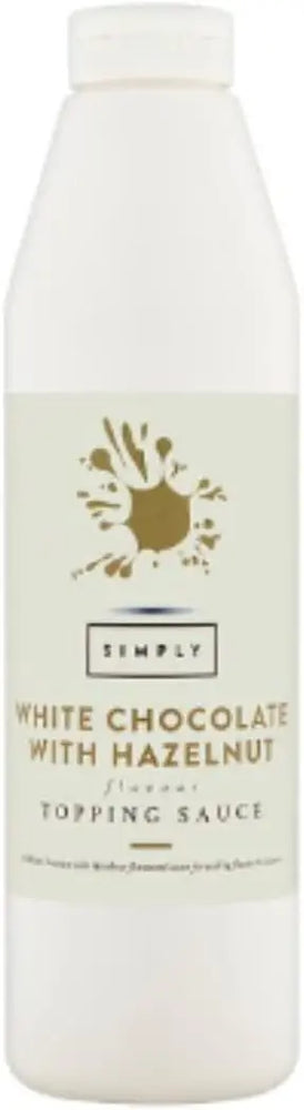 Simply White Chocolate with Hazelnut Flavour Topping Sauce 1kg , Case of 6 Simply