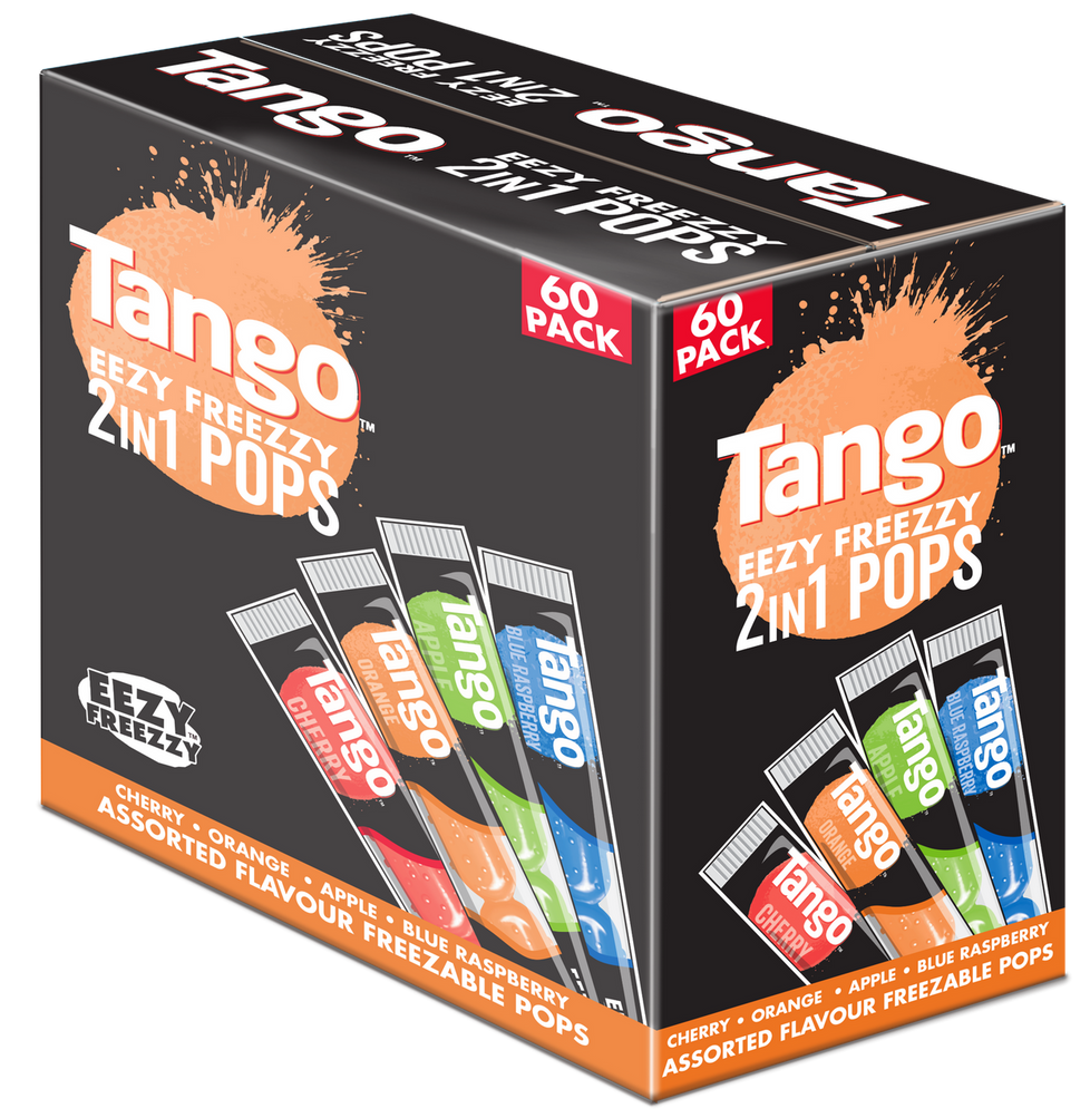 Tango 2-in-1 Freeze Pops - Cherry, Apple, Tangy Orange, Blue Raspberry Flavours 60 x 75ml Mr. Freeze
