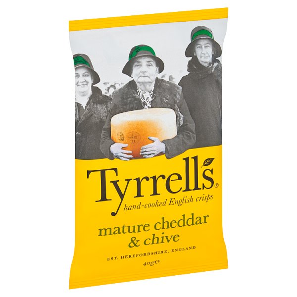Tyrrells Mature Cheddar & Chive Crisps 40g x 24
