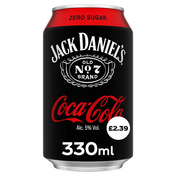 Jack Daniel's and Coca-Cola Zero 330ml PM £2.39 Case of 12