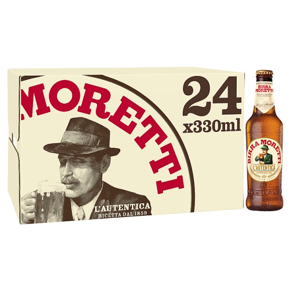 Birra Moretti Premium Lager Beer Bottle 24x330ml Case of 24 British Hypermarket-uk