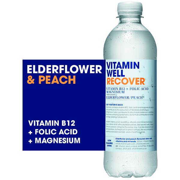 Vitamin Well Recover with Flavour of Elderflower / Peach 500ml x 12