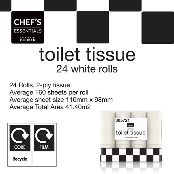 Cleaning Essentials 24 Toilet Tissue White Rolls