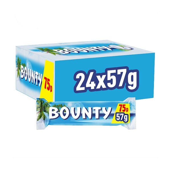Bounty Coconut Milk Chocolate Bar Duo 57g PMP £0.75 Case of 24 British Hypermarket-uk