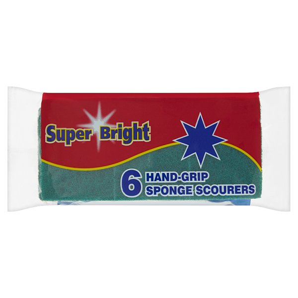 Super Bright 6 Hand-Grip Sponge Scourers Case of 15 Super Bright