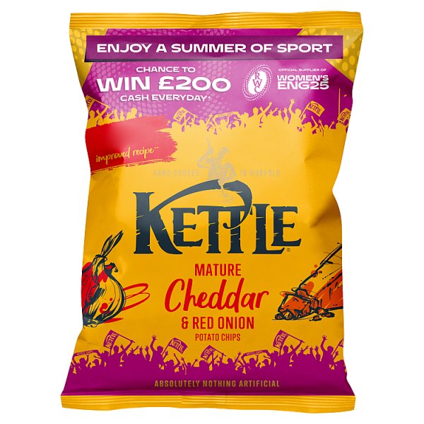 Kettle Mature Cheddar & Red Onion Potato Chips 40g Case of 18