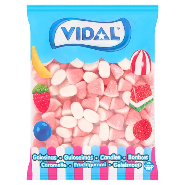 Vidal Strawberry & Cream Drops Candies 1kg Case of 1