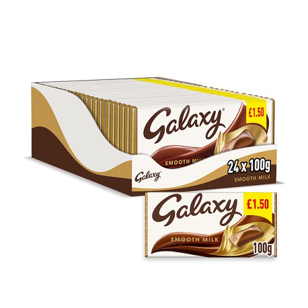 Galaxy Smooth Milk Chocolate Block Bar £1.50 PMP 100g Case of 24