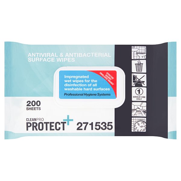 CleanPro Protect Antiviral & Antibacterial Surface Wipes 200 Sheets Case of 6 CleanPro