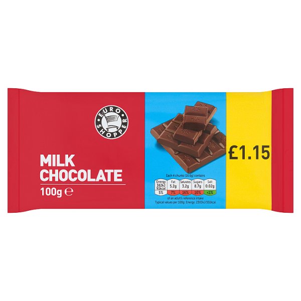 Euro Shopper Milk Chocolate 100g Case of 28
