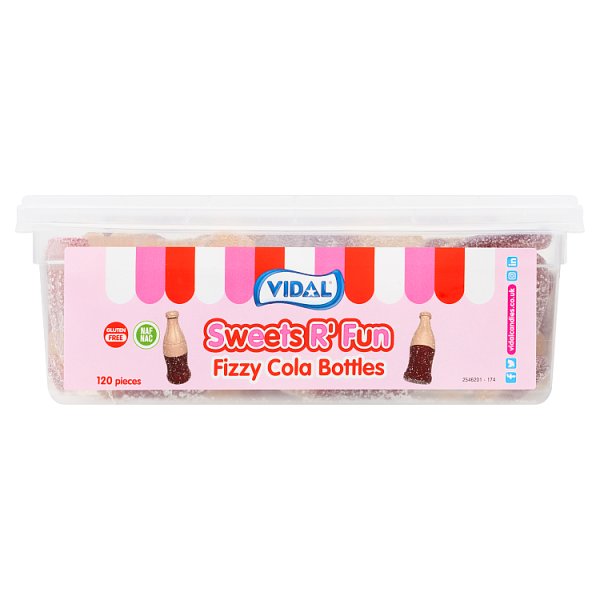 Vidal Sweets R' Fun Fizzy Cola Bottles 120 Pieces 864g Case of 6