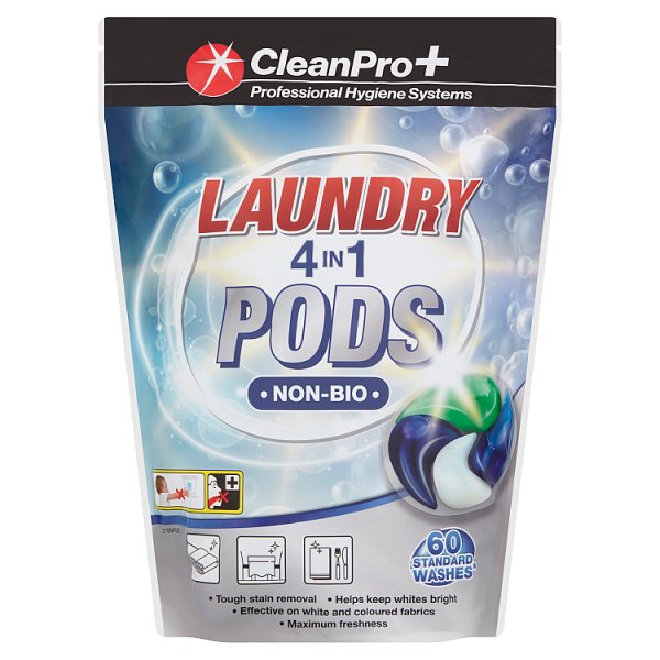 CleanPro+ Laundry 4 in 1 Pods Non-Bio 1.62kg Case of 1 Clean Pro+
