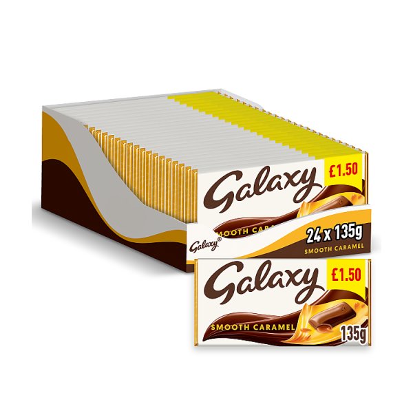 Galaxy Smooth Caramel & Milk Chocolate Block Bar £1.50 PMP 135g Case of 24