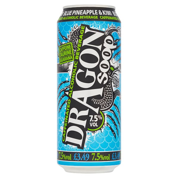 Dragon Soop Blue Pineapple & Kiwi Caffeinated Alcoholic Beverage 500ml Case of 8