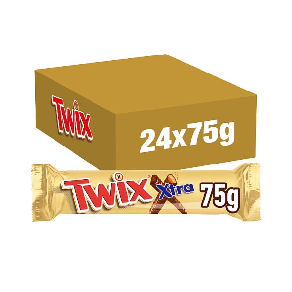 Twix Xtra Milk Chocolate Biscuit Twin Bars 75g Case of 24
