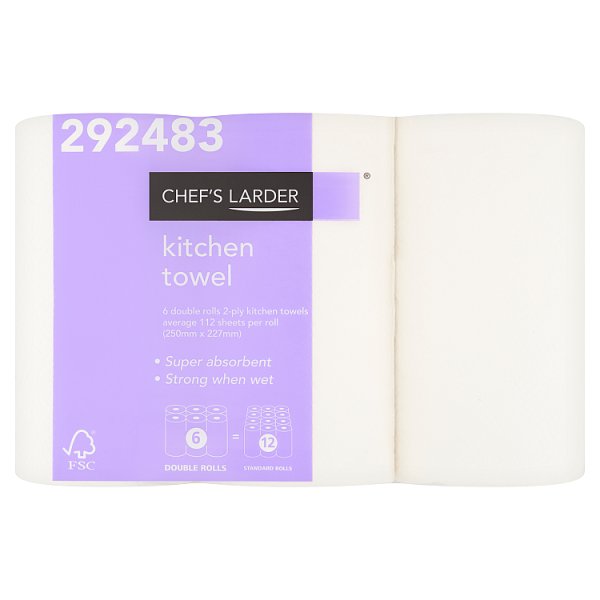 Chef's Larder 6 Kitchen Towel Case of 1. Chef's