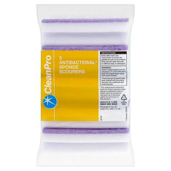 CleanPro 5 Antibacterial Sponge Scourers Case of 1 CleanPro