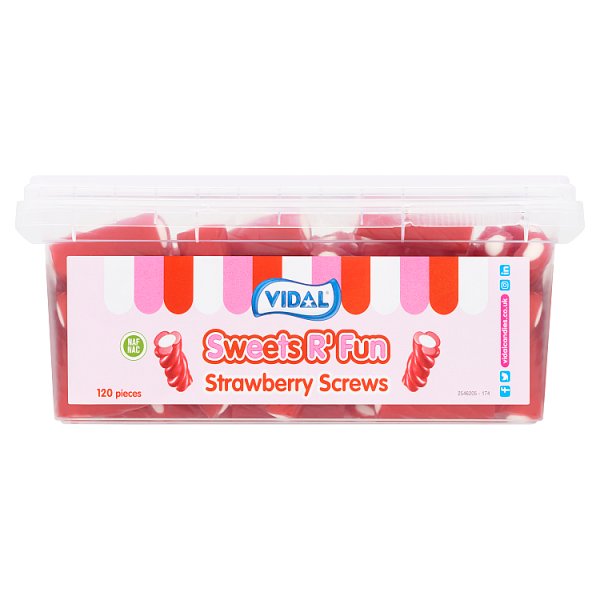 Vidal Sweets R' Fun Strawberry Screws 120 Pieces 780g Case of 6