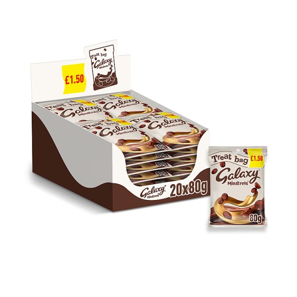 Galaxy Minstrels Milk Chocolate Buttons Treat Bag £1.50 PMP 80g Case of 20