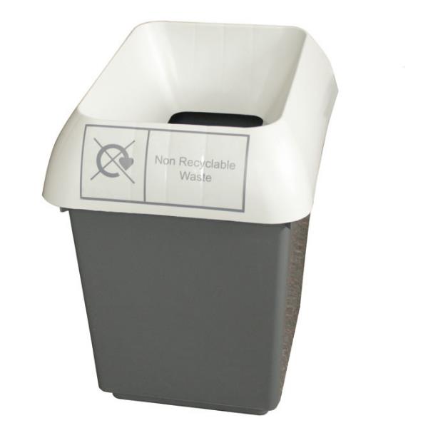 30L Recycling Bin with Light Grey Lid & Non Recycling Logo Case of 1 Recycling Bin