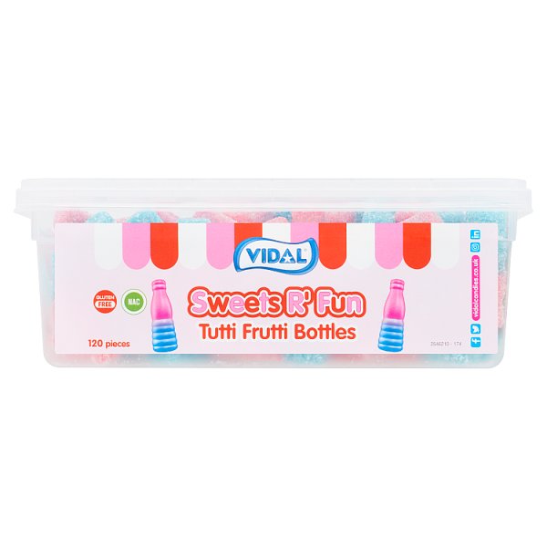 Vidal Sweets R' Fun Tutti Frutti Bottles 120 Pieces 720g Case of 6