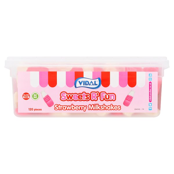 Vidal Sweets R' Fun Strawberry Milkshakes 120 Pieces 864g Case of 6
