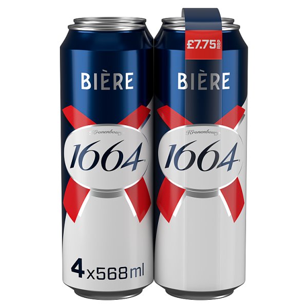 Kronenbourg 1664 Biere Beer Lager 4x568ml Pint Cans PM £7.75 Case of 6