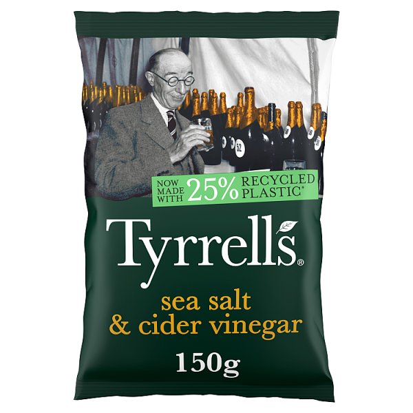 Tyrrells Sea Salt & Cider Vinegar Sharing Crisps 150g Case of 8