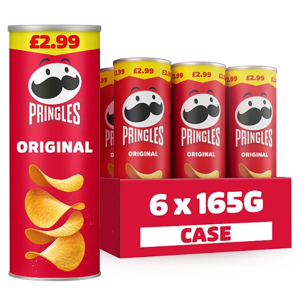 Pringles Original Sharing Crisps 6 x 165g PMP £2.99 Case of 6