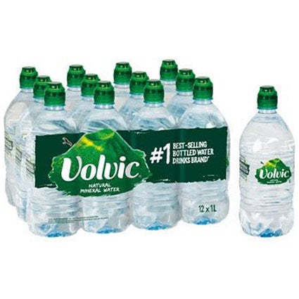 Volvic Natural Mineral Water 1L, Case of 12