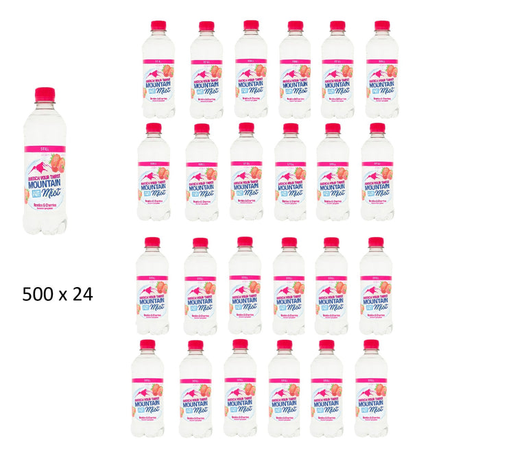 Mountain Mist Berries & Cherries Flavoured Still Spring Water 500ml x 24
