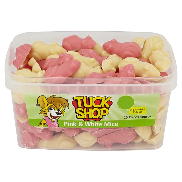 Tuck Shop Pink & White Mice 120 Pieces 840g Tuck Shop